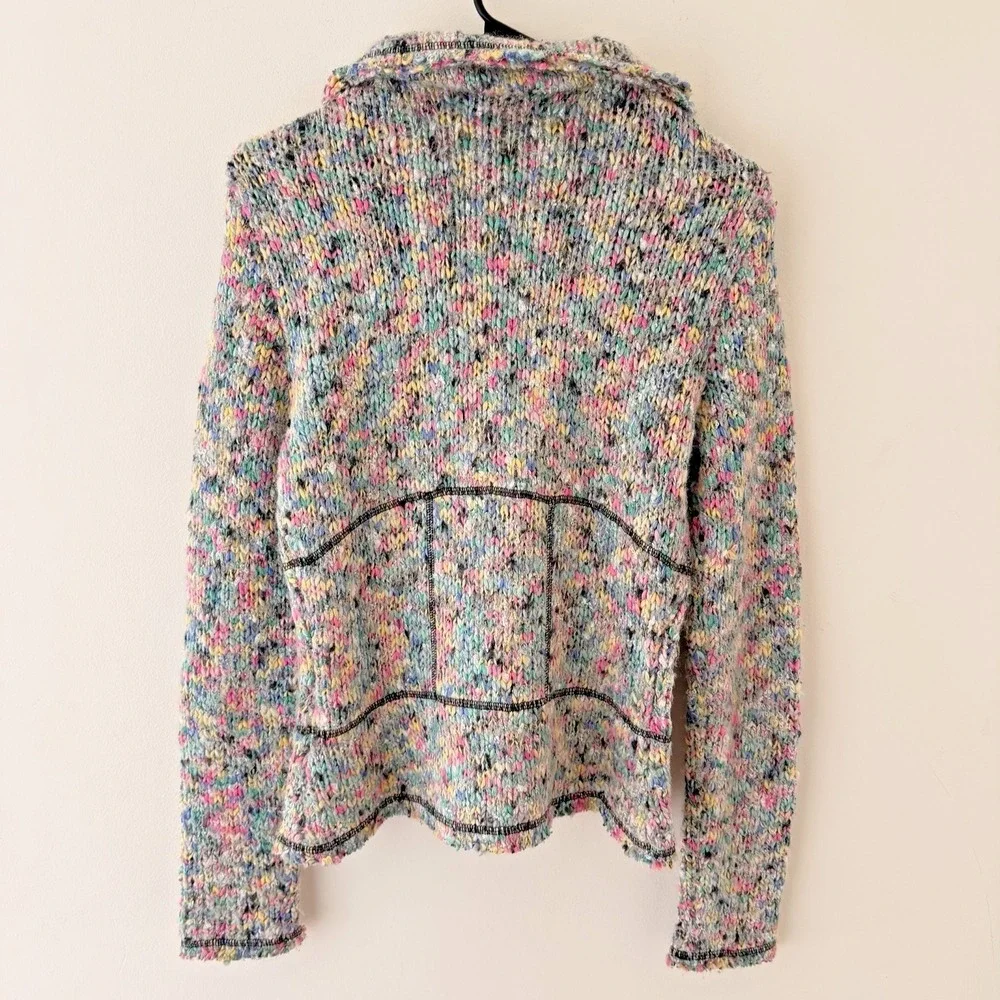 Nine West Womens Y2K Rainbow Speckled Knit Cardigan Sweater Size S Soft Grunge - Picture 2 of 8